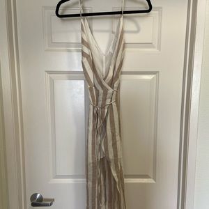 ASTR Linen Stripped Wrap Dress